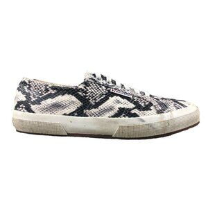 Superga Unisex Size 8M 9.5W Classic Snake Print Natural Grey White Sneakers